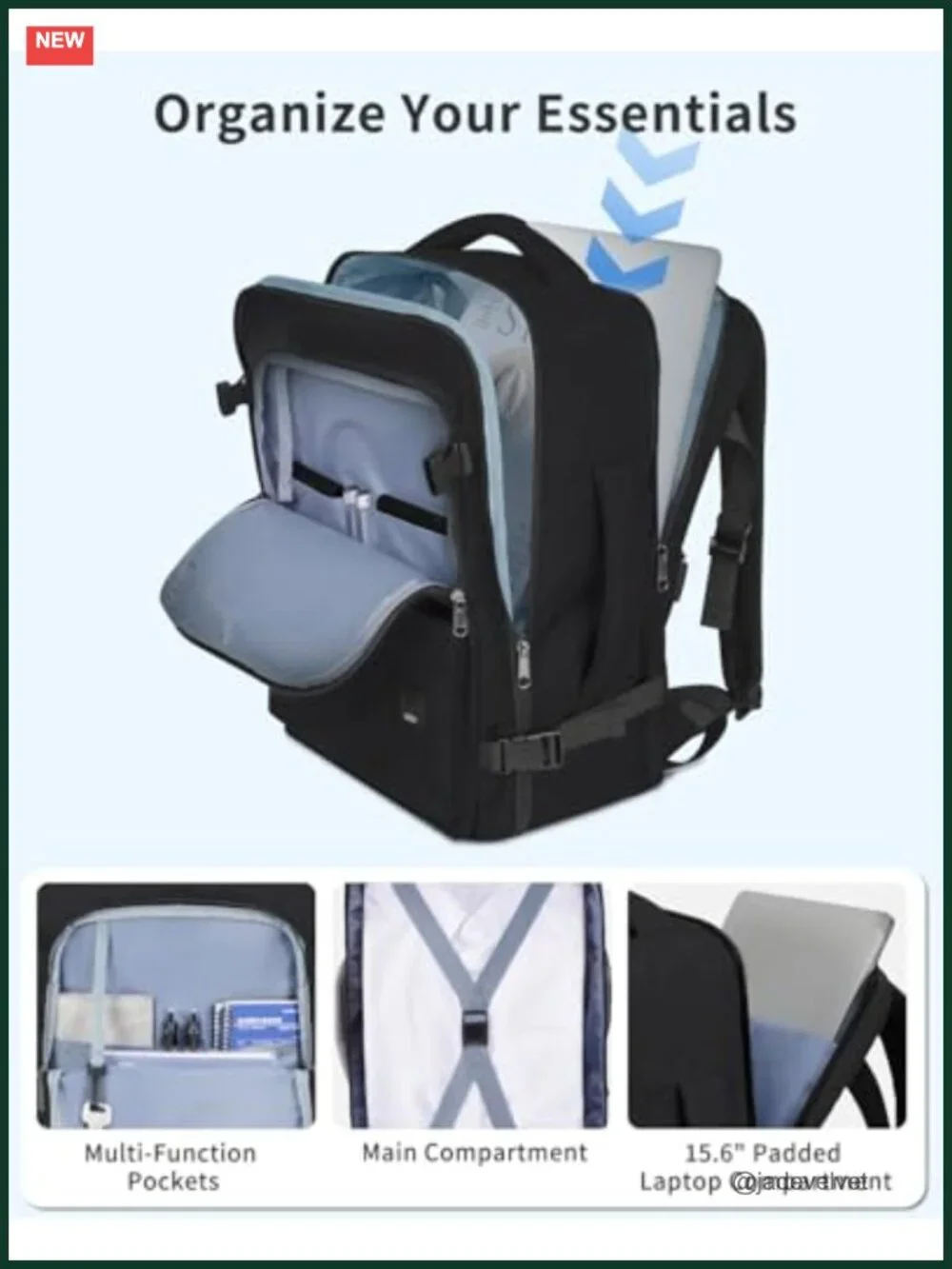 Personal Item Travel Backpack 17x10x9 for Airlines, 15.6